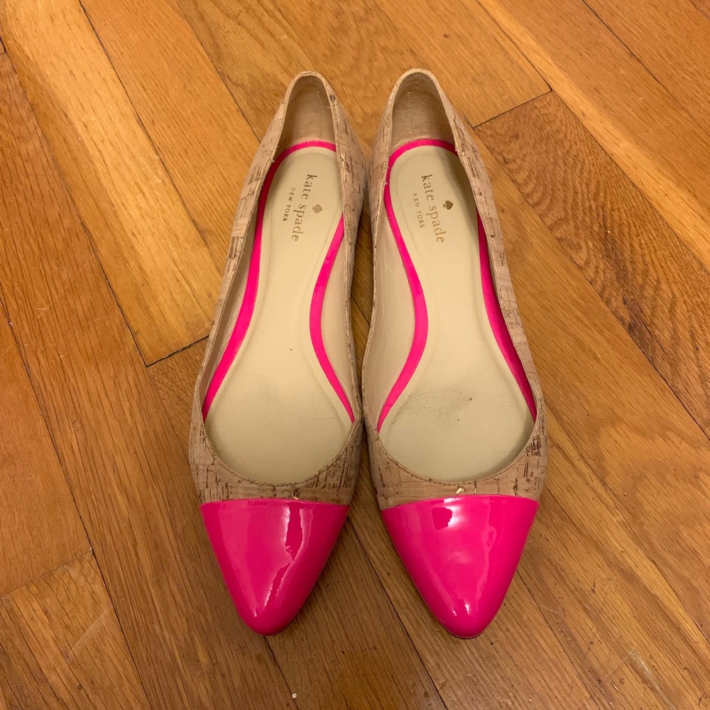 Kate Spade Elina Neon Pink Cork Ballet Flats